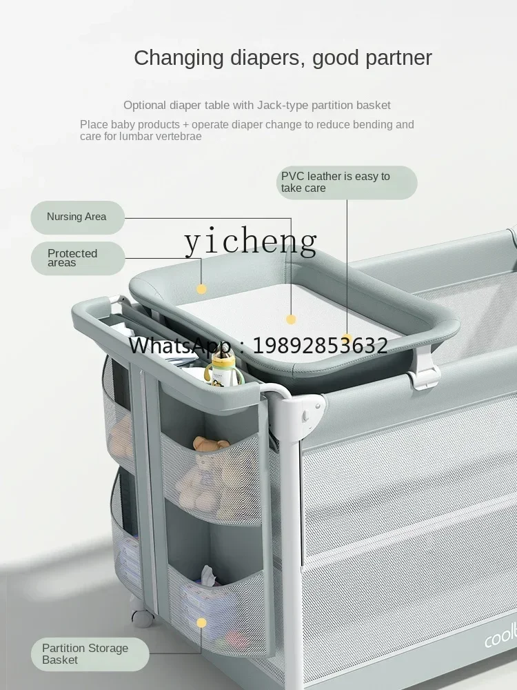 Crib Stitching Bed Newborn Babies' Bed Multi-Functional Portable Foldable Bed