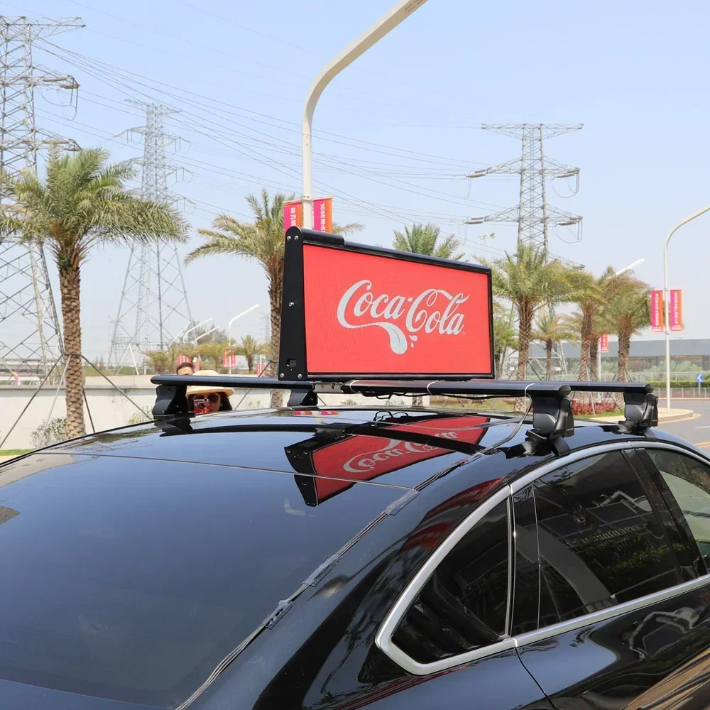 Taxi LED display screen top roof screen popular wireless advertising double-sided scrolling car high resolution