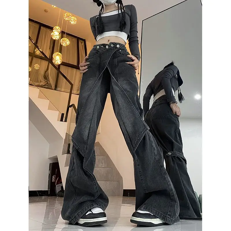 

Blue Jeans for Women New Fashion Casual High Waisted Jeans Chic Vintage Mom Jeans Straight Full Length Y2k Pants