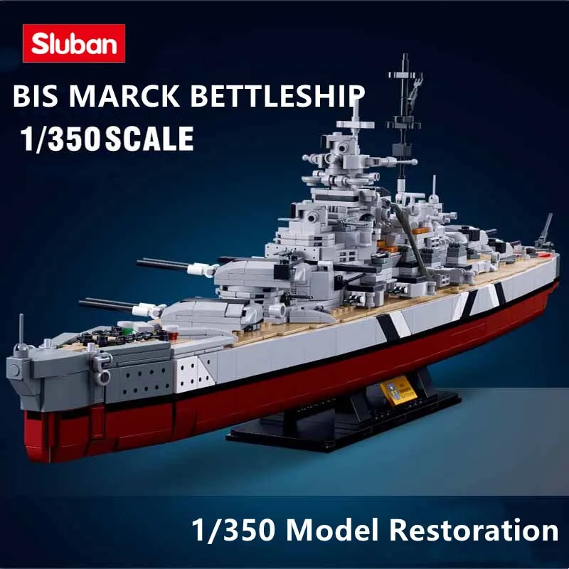 

Sluban Building Block Toys Carrier Vessels 1849PCS Model Bricks B1102 Bismarck Battleship Compatbile With Leading Brands