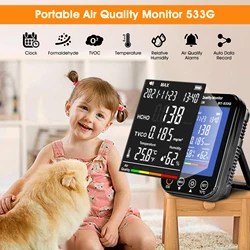 4-in-1 Indoor Air Quality Monitor Formaldehyde HCHO/TVOC Detector Accurate Tester Professional for Home Use Air quality BT-533G