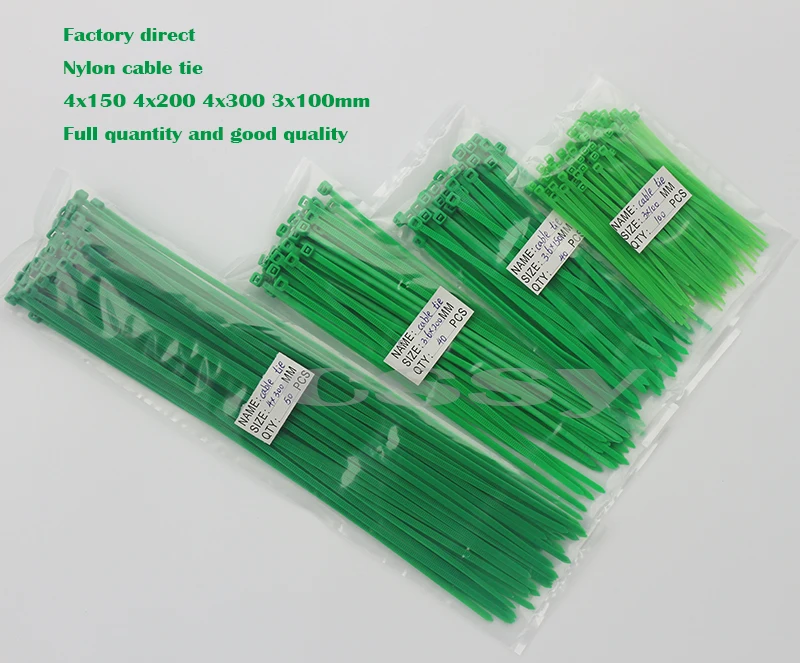 green color   Self-locking plastic nylon tie cable tie fastening ring 150/200/250mm cable tie zip wraps strap nylon