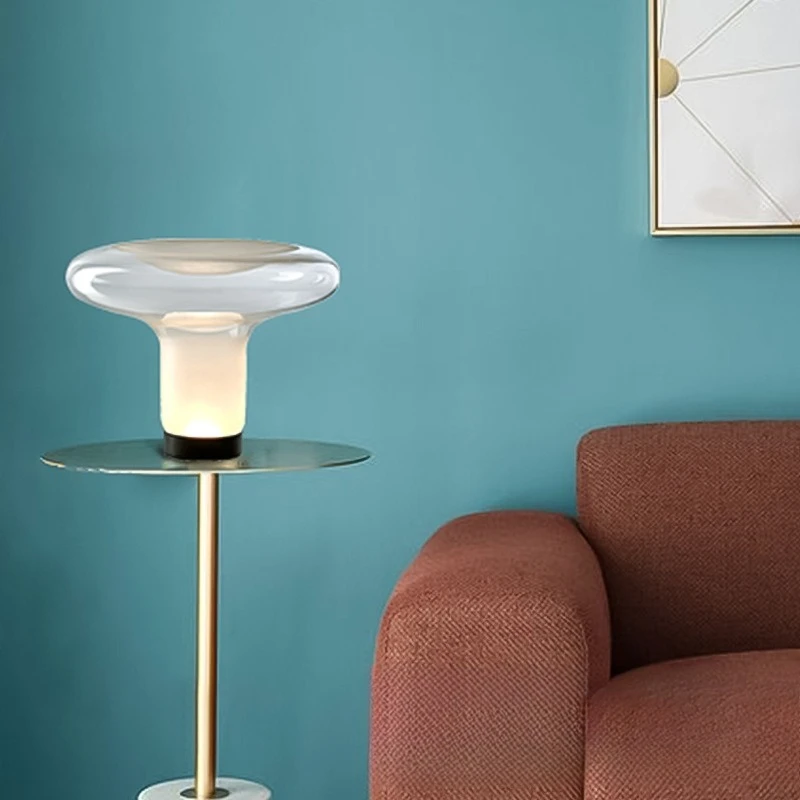 مصباح بجانب السرير زجاجي مصمم إيطالي لغرفة المعيشة وغرفة نموذجية للفنادق مصباح طاولة للفيلا لتزيين الدراسة الفنية الفاخرة #4