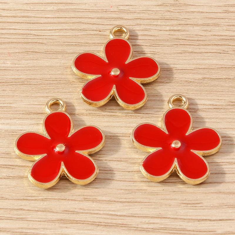 10pcs 20x23mm Fashion Colorful Enamel Flower Charms for Jewelry Making Earrings Pendants Necklace Bracelets DIY Crafts Supplies