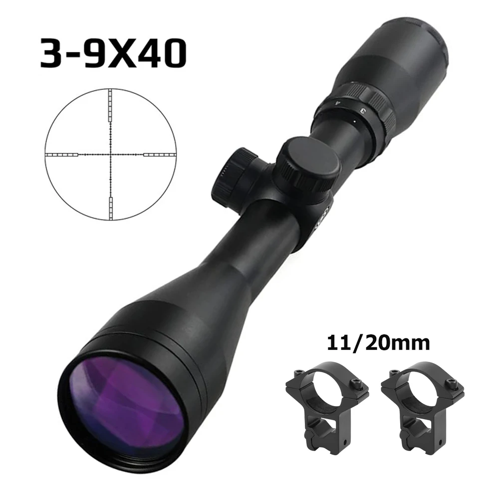 

3-9x40 Hunting Riflescope Optical Scope 1/4 MOA Air Rifle Optics Hunting Airsoft Sniper Scopes 800G Shockproof for Shooting