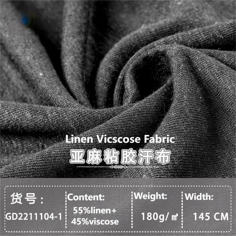 100% linen Knitted Linen Cotton Fabric Plain T-shirt cotton and linen clothing fabric for women apparel sewing by meter