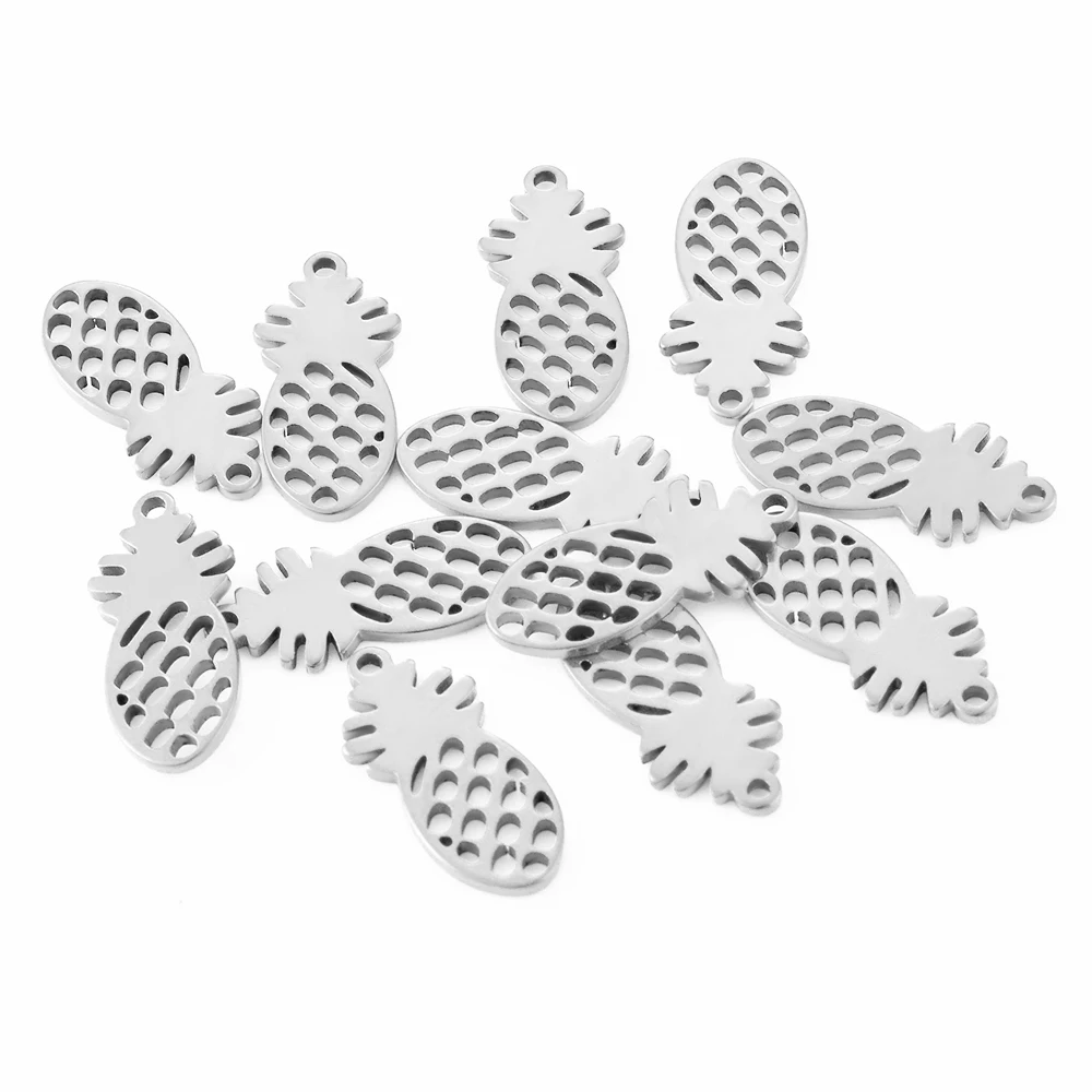 20 Stück/Set Edelstahl-Kaktus-Ananas-Anhänger für Halsketten, Armbänder, Schmuckherstellung, DIY-Handarbeiten-Zubehör – Detail 7