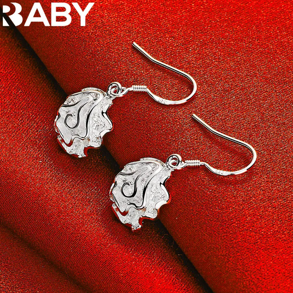 URBABY 925 Sterling Silver Rose Drop Earrings For Ladies Gentle Elegant Parties Engagement Accessories Birthday Gifts