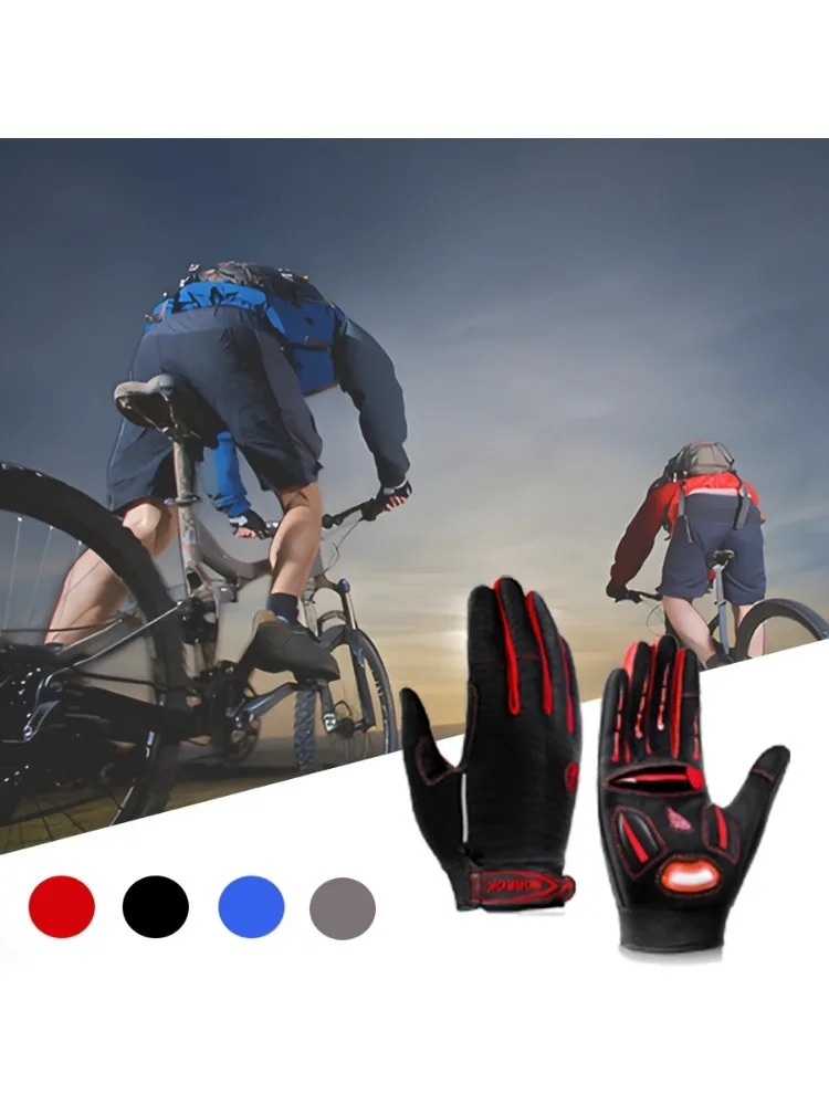 AliExpress RooRuns Men's & Women's Road & Mountain Bike Gloves with Touchscreen Function, Reflective Full-Finger Design for Outdoor Cycling