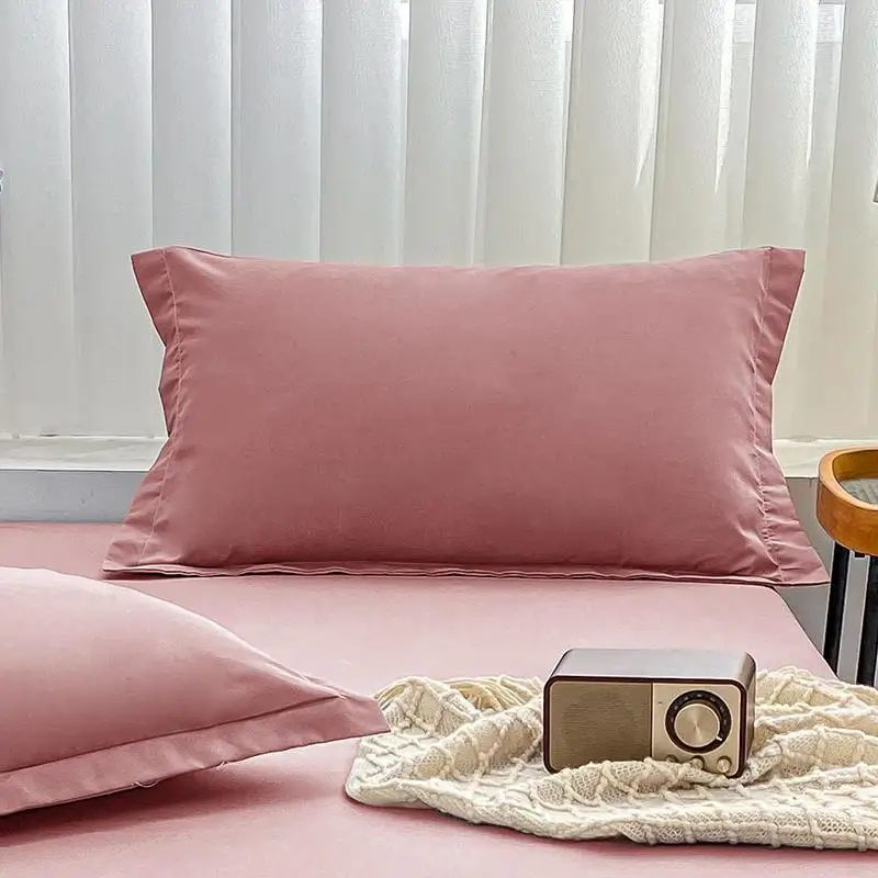 Brushed Solid Color Pillow Protector Set 2-Piece Pillow Covers for Home and Dorm, Skin-Friendly and Comfortable for All Seasons
