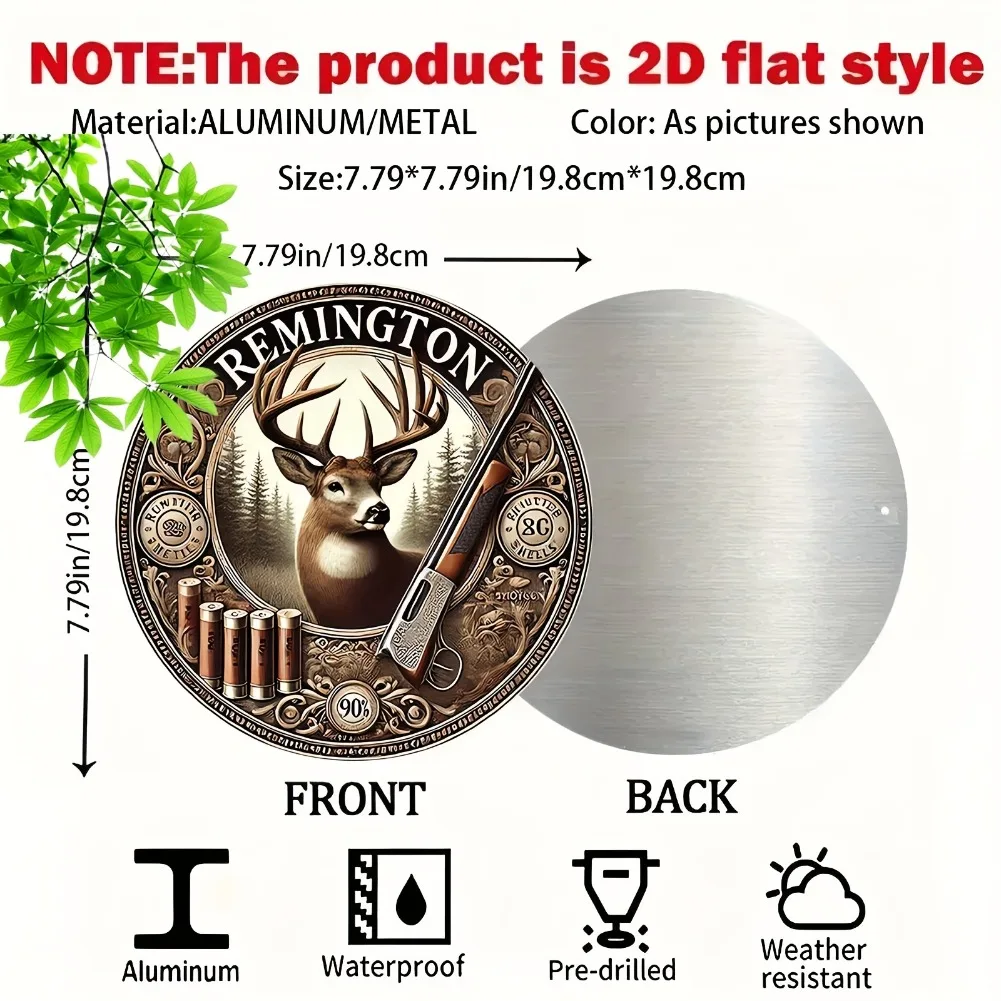 2D Flat, 2D Flat 1pc, Round 2D A Remington Vintage Classic 8-Inch Metal Sign, an Artistic Decoration Suitable for Home