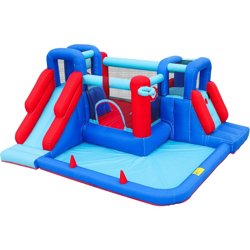 Bounce House,Bouncy Castle with Ball Pit,Inflatable Kids Double Slide with Air Blower, Castle Bouncer