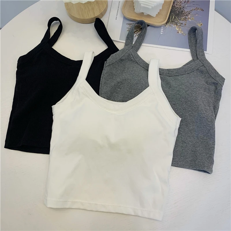 2022 Women\'s Cotton Underwear Sexy Solid Color Top Fashion Push Up Bra Female Outdoor Top Sports Tank Up Woman Crop Tops