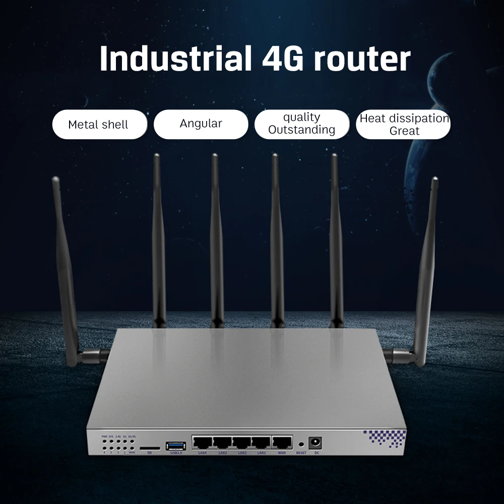 Wiflyer 4G LTE WiFi Router SIM Modem 4*Gigabit LAN WAN Dual Bands 2.4ghz 5Ghz SATA Port 5dBi Detachable Antenna for 64 Device