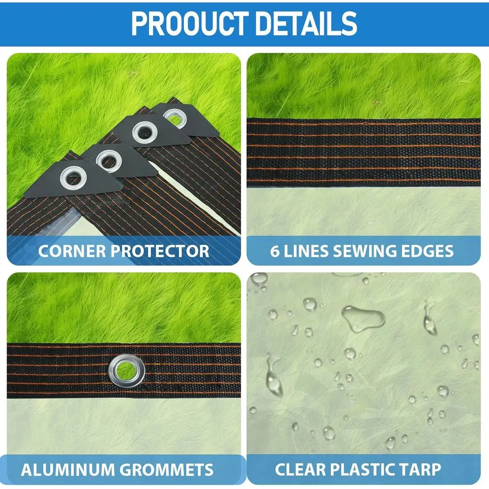 أقمشة بلاستيكية مقاومة للماء مقاس 10 × 20 مع حلقات للحماية والغطاء في الهواء الطلق #2