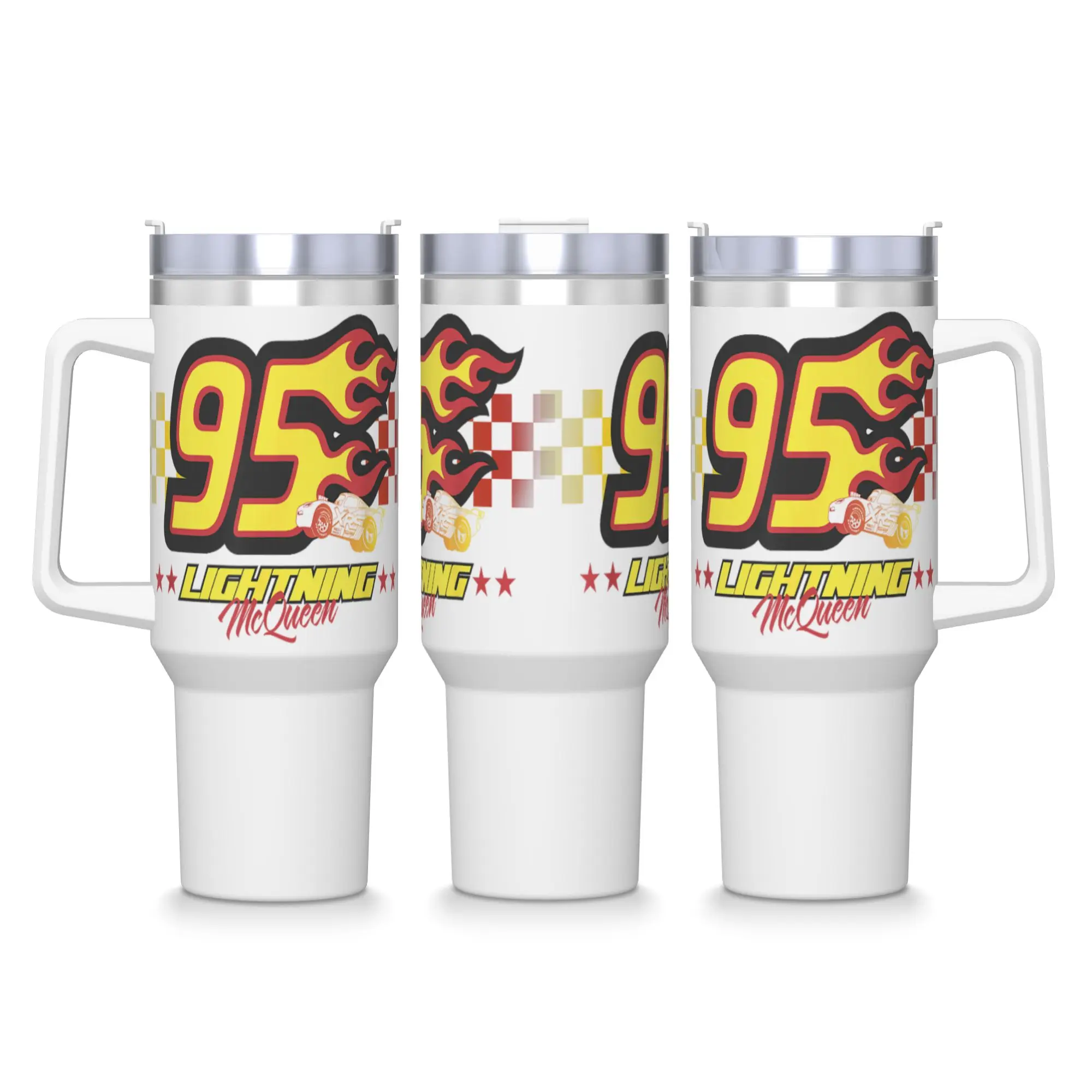 

Stainless Steel Tumbler Lightning McQueen Cars 95 Flame Coffee Mug Leakproof Cold and Hot Car Mugs Beach Custom Water Bottle