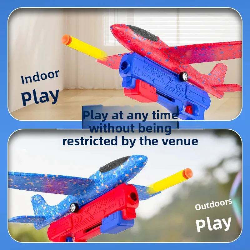 

Набор игрушек-пусковой установки из 3 предметов, пенопластовый планер, игрушка-самолет, 2 режима полета, летающая игрушка на открытом воздухе, подарок на день рождения для мальчиков и девочек