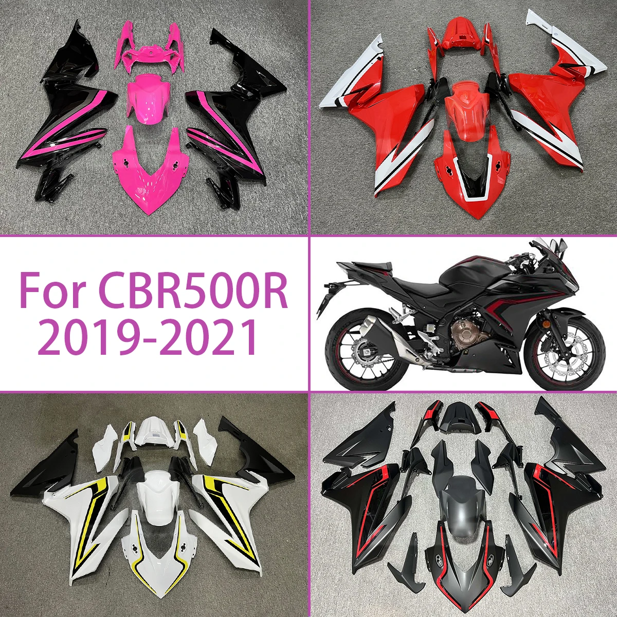 

Розовые, черные обтекатели для мотоциклов, пригодные для Honda CBR500R 2019-2021, обтекатели уникального дизайна 19 20 21 CBR 500R