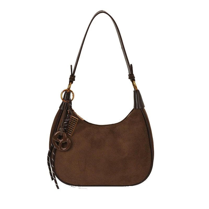 Suede leather trendy fashion retro matte handbag popular shoulder bag for women
