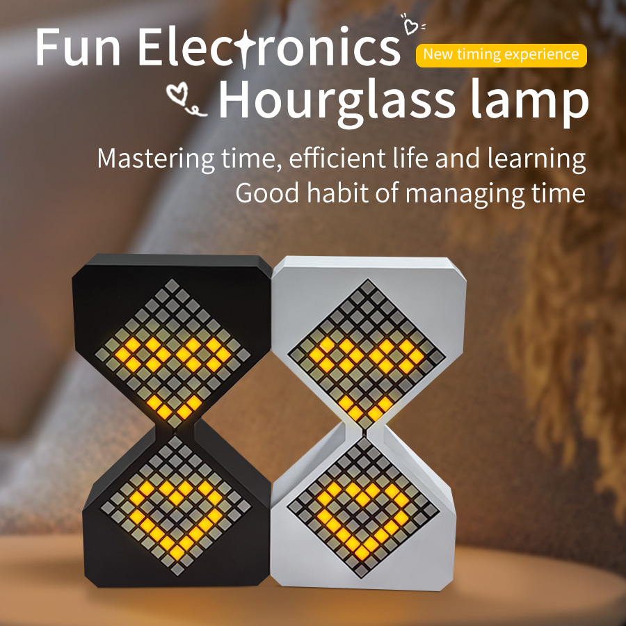  2025 Creative Electronic Timer 3D Hourglass Ornament For Bedroom Kitchen Workshop My World Pixel Style Ambient LED Night Lights 