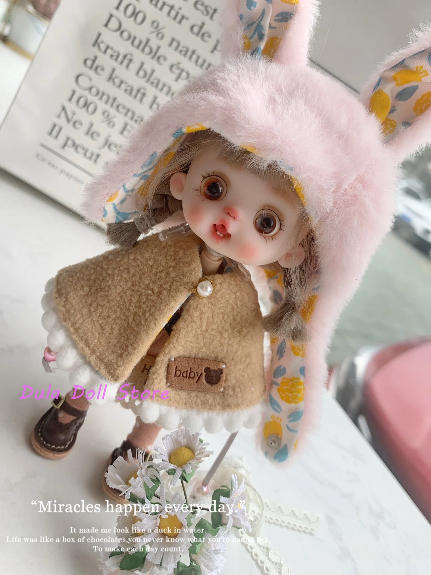 

Dula Doll Clothes Dress Pink cherry blossom rabbit doll suit for Ob11 gsc Doll Accessories