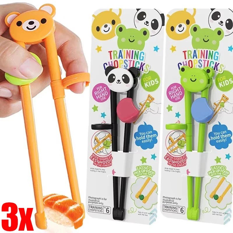 Baby Kids Elementary Learning Chopstick Cartoon Animal Chopsticks for Children Cute Bear Panda Training Tableware Food Sticks