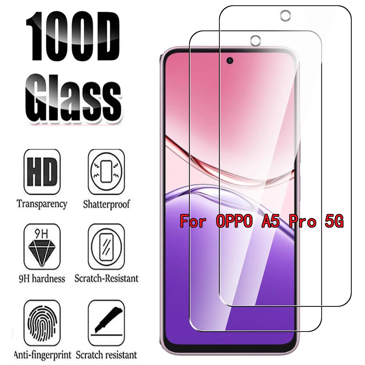 2/3/4 قطعة HD الزجاج المقسى لفيلم حامي الشاشة OPPO A5 Pro 5G 9H