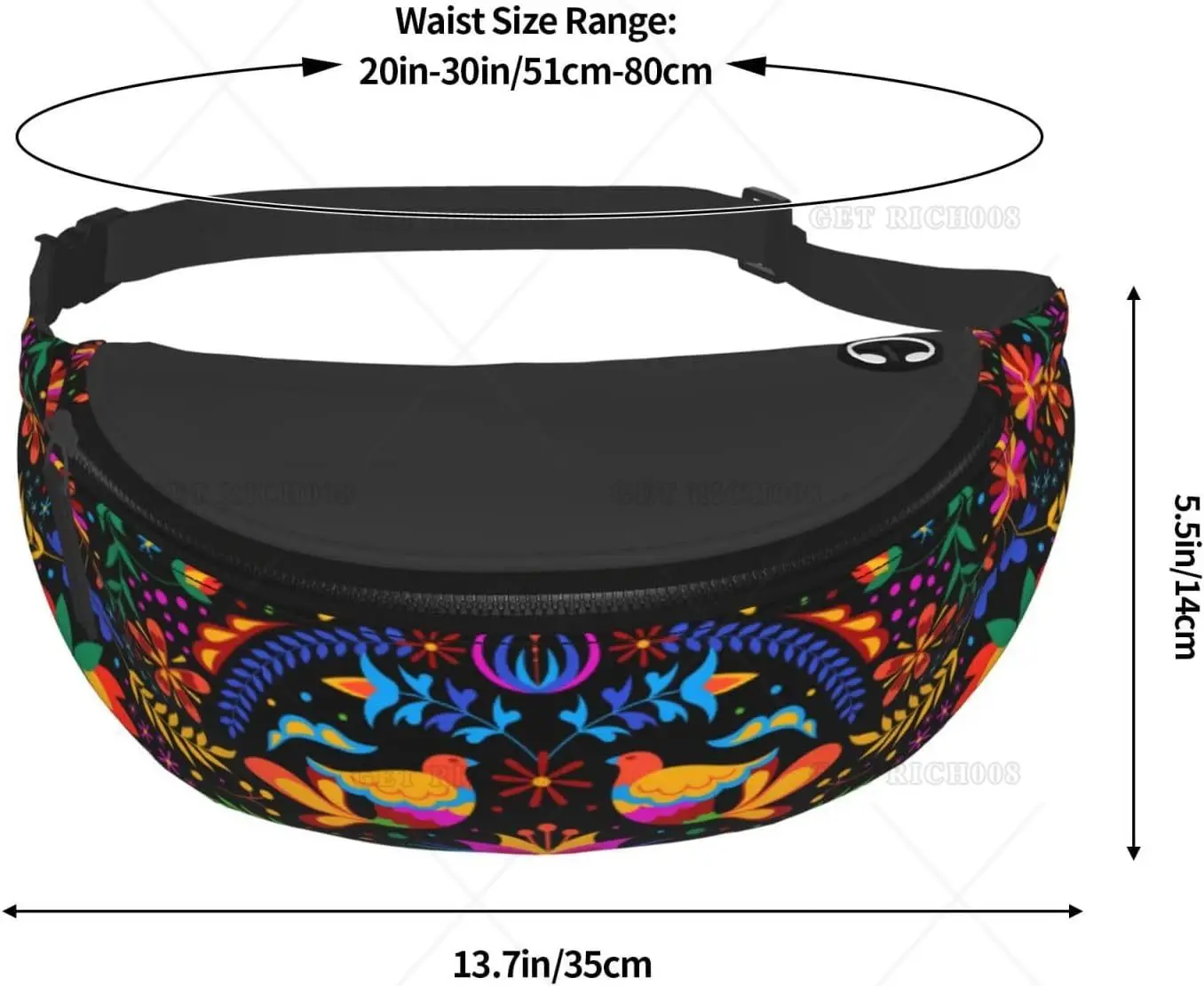 Mexico Crossbody Fanny Packs for Women Men Mexican Flower Vintage Flowers Running Belt Bag Travel Waist Bag for Women Mens