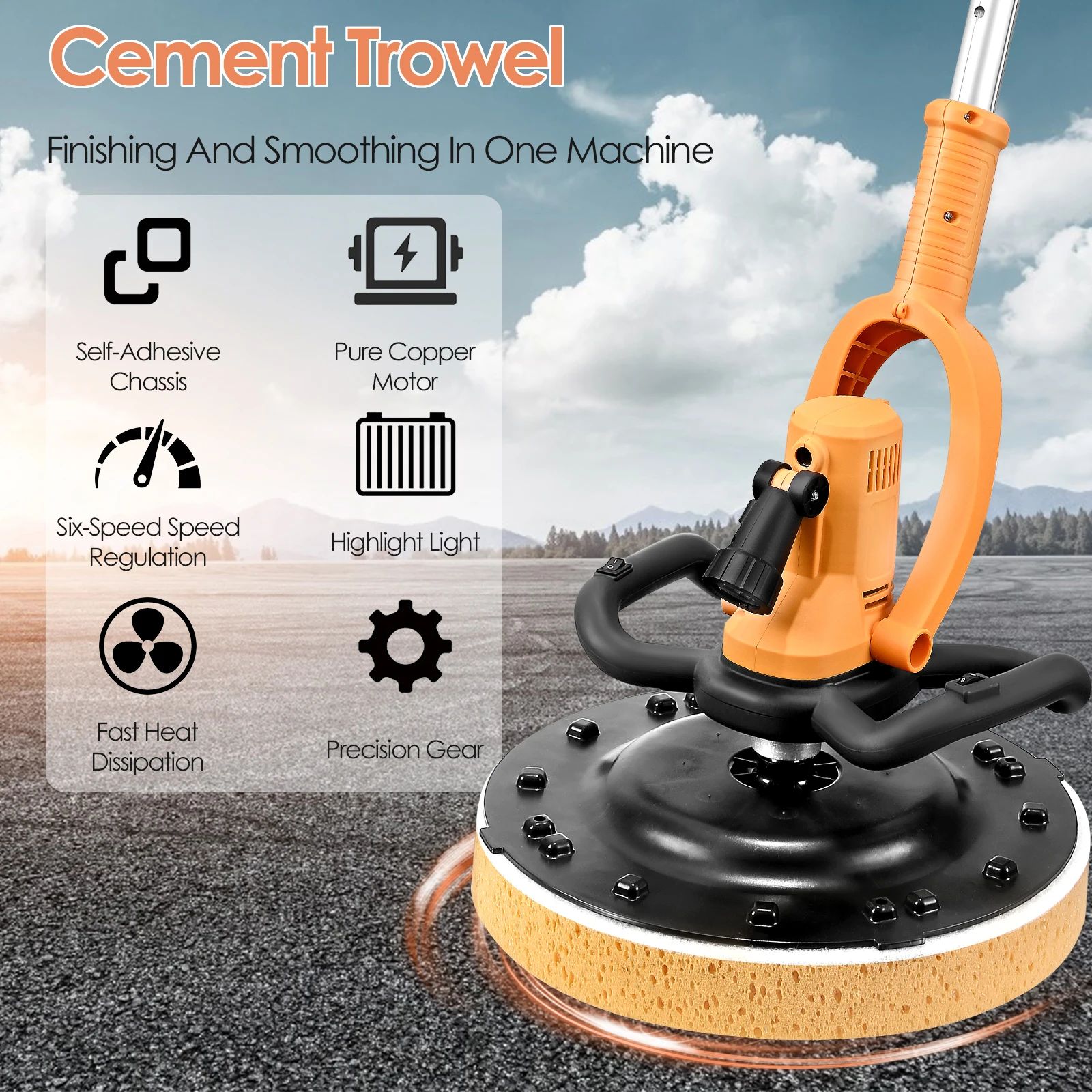 AC 1700W Electric Concrete Trowel with Mixer Plastering Machine Cement Mortar Wall Smoothing Polisher Concrete Straightener