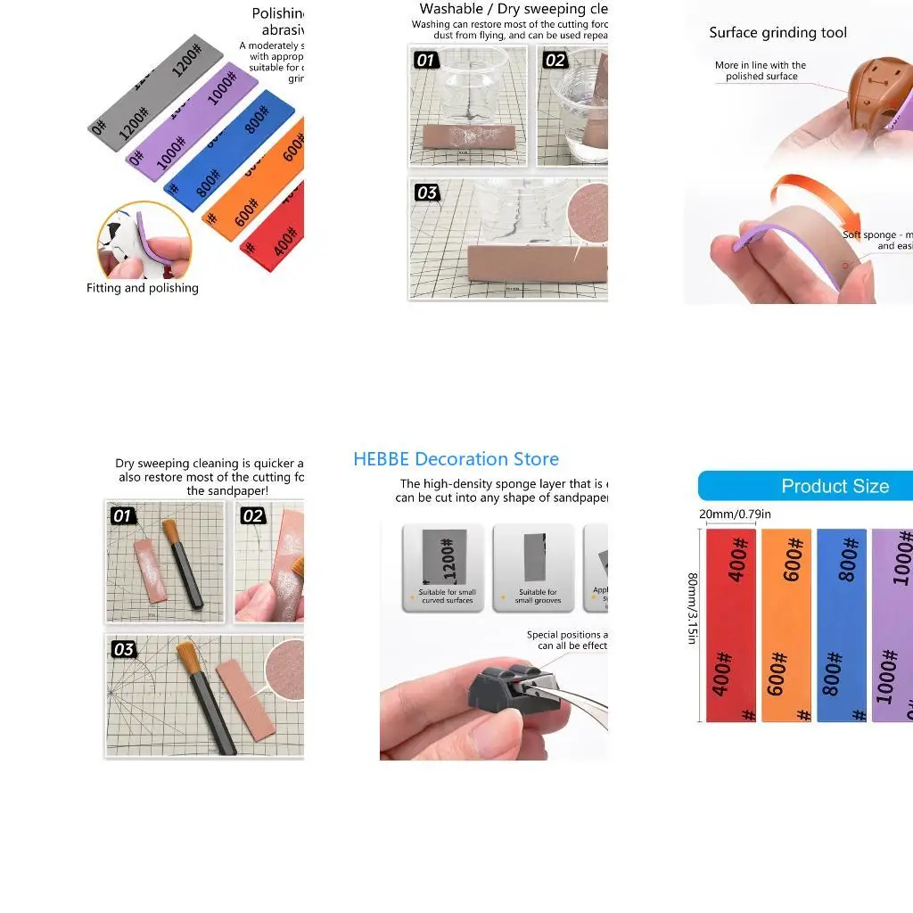 

B0KC #400-#1200 Sanding Sticks Sanding Sponge Recommended for 14 and Olders