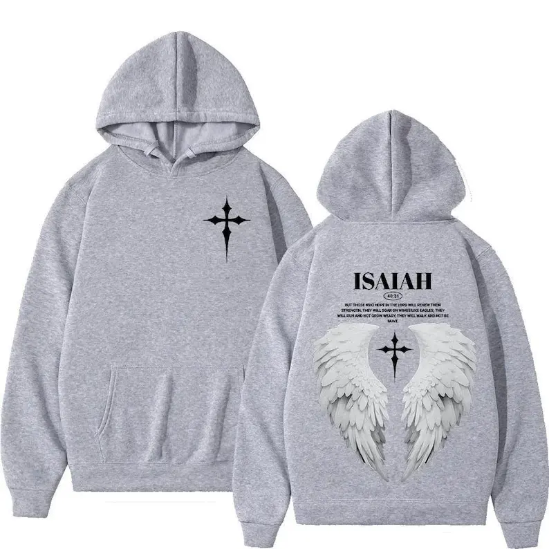 Aesthetic Christian Jesus Wing Bible Verse Hoodies Harajuku Oversized Sweatshirt Gift Faith Hoodie Long Sleeve Matching Hoodies