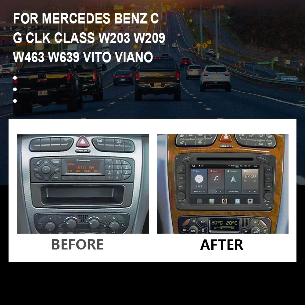 CHSTEK Car Radio Carplay DVD For Mercedes Benz C/G-Class W203 W209 W463 W639 CLK Viano Android 14 Navigation Bluetooth WIFI 4G