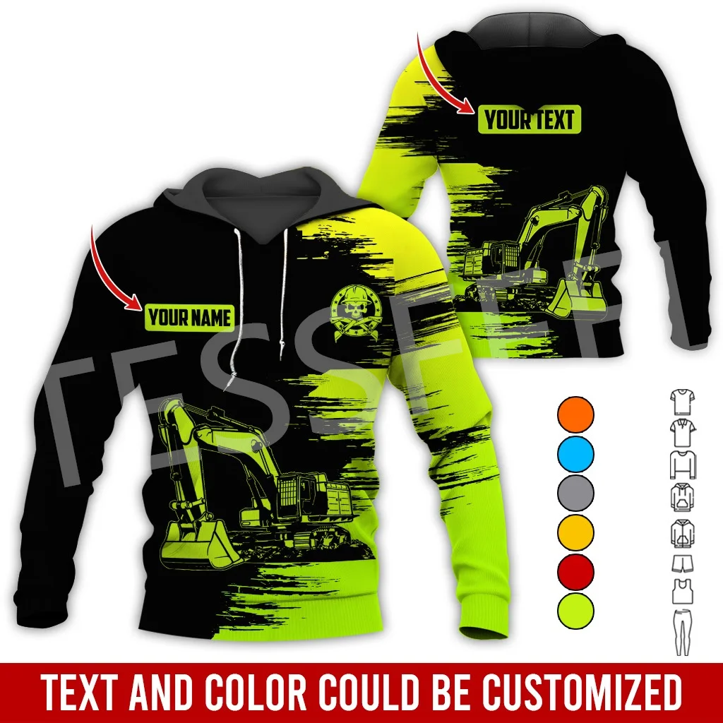 Custom Name Cosplay Crane Heavy Equipment Operator Worker Excavator Streetwear 3DPrint Harajuku Casual Funny Jacket Hoodies X16