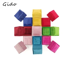 Flannelette Ring Box Quadrilateral Velvet Ring Box Double Rings Holder Square Pink Ring Box Wedding Souvenirs for Guests