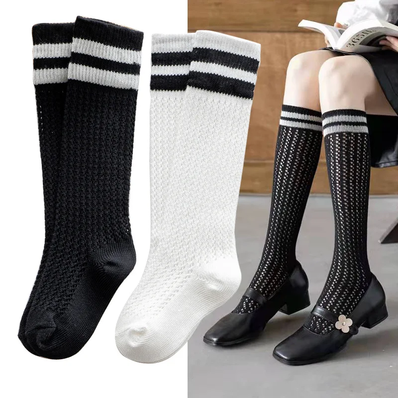 2 Pairs/lot Child Socks For Kids Girls Boys Knee High Socks Toddler Children School Football Sports Striped Sock 3-15 Years