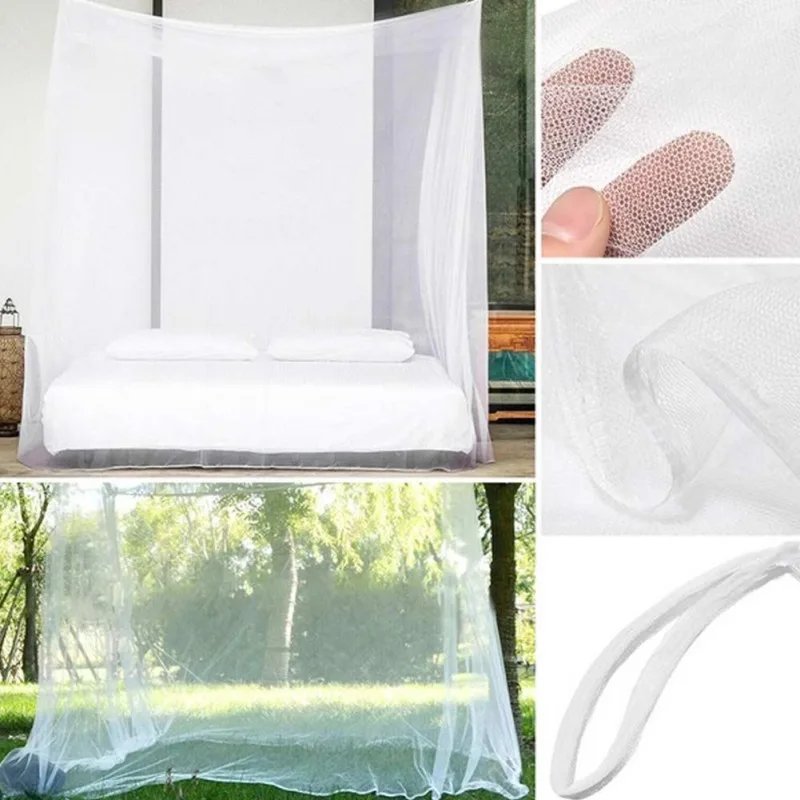 White Travel Large Mosquito Net Storage Bag Home Textile Indoor Portable Four-Corner Anti-Mosquito Outdoor Canopy 200*200*180cm