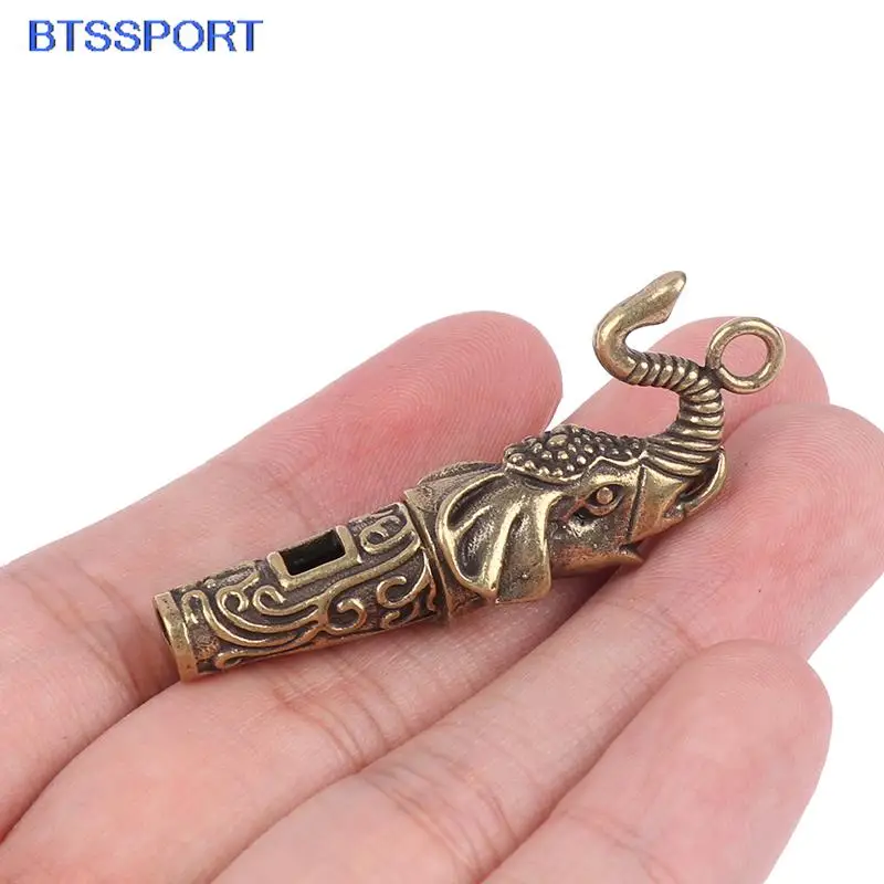 1Pc Survival Whistle Brass Metal Treble Training Wilderness Survival Pendant Elephant Whistle Antique Keychain Outdoor