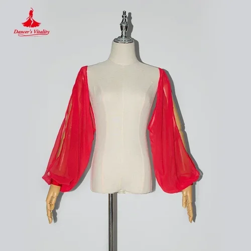 Traje de danza del vientre para mujer, ropa de manga larga de gasa, ropa profesional para mujer adulta, abrigo con mangas de danza del vientre