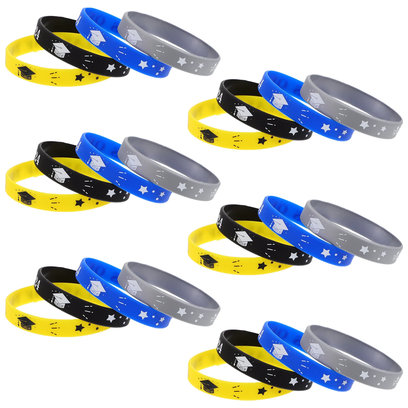 24 Pcs Brace Graduation Silicone Bracelet Class of 2024 Party Accessory Kindergarten