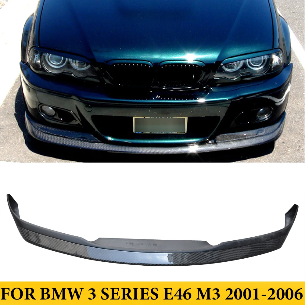 For BMW 3 Series E46 M3 2001-2006 Carbon Fiber Front Bumper Lip Spoiler Car Styling