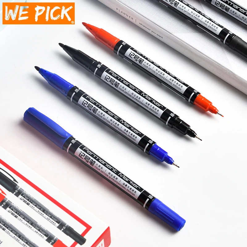 15PCS High Quality Waterproof Permanent dual Tip 0.5/1.0 mm Nib Black Blue Red Art Marker Pens Student School Office Stationery