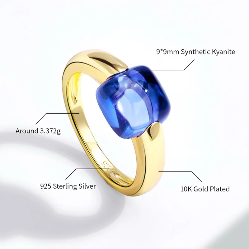ALLNOEL 925 Sterling Silver 10K Gold Plated Color Crystals Rings For women\'s ring Luxury  Inlaid Water Drop Pendant Party Gift