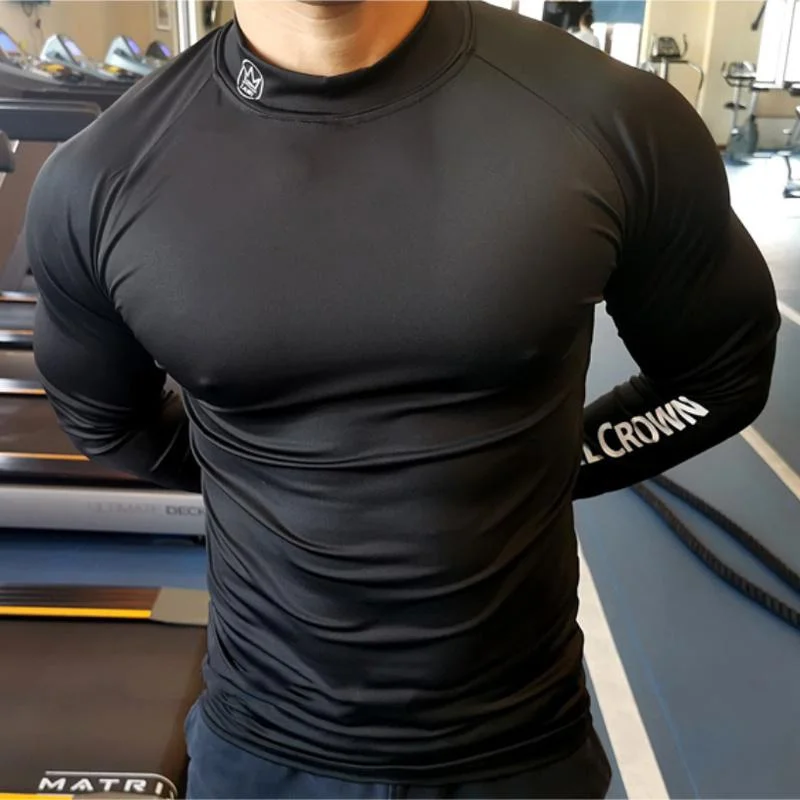Camiseta deportiva para hombre, camisas de entrenamiento de manga larga, camisetas ajustadas de compresión para correr, ropa de entrenamiento muscular 12