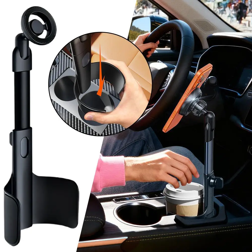 Auto-Getränkehalter Handyhalter Multifunktionaler Teleskopischer Metall-Magnetischer Saughalter Wasserbecher 2-in-1 Handyhalter – Detail 4
