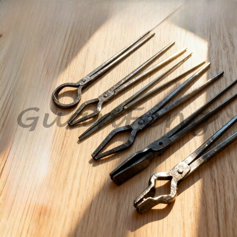 Aluminum Ingot Clamping Forged Pliers, 2PCS Industrial Round Mouth Flat Jaw Pliers with Pointed Tips