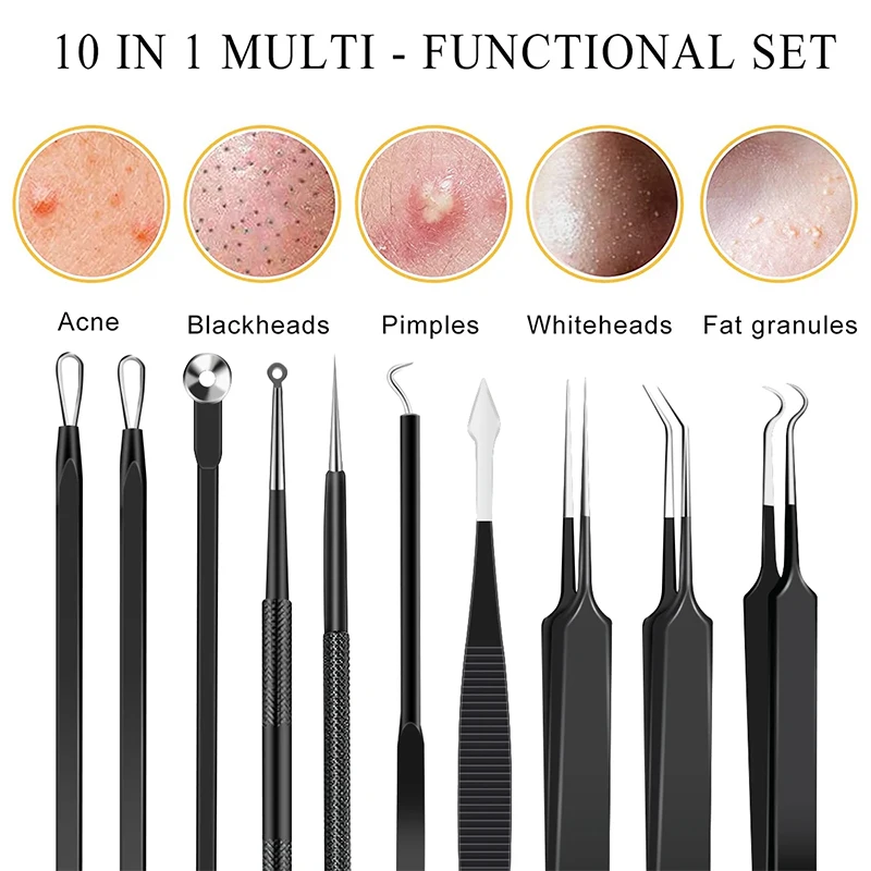 

10Pcs Acne Blackhead Removal Needles Black Dots Cleaner Comedone Extractor Kit Deep Cleansing Tool Face Nose Skin Care Tools