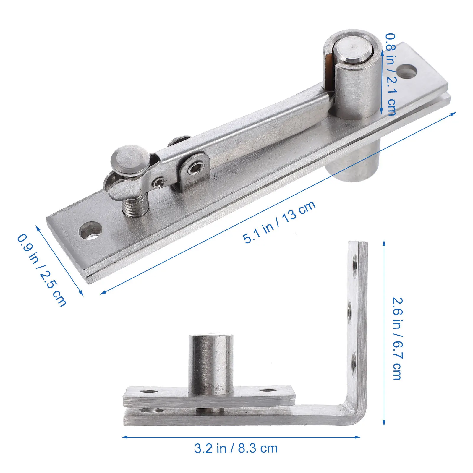 1 conjunto 1 conjunto de dobradiça pivô de aço inoxidável, eixo reforçado resistente escovado para porta de madeira, rotação ajustável, dobradiça escondida