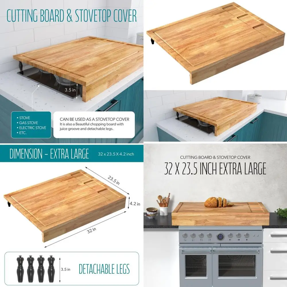

Extra Large Wooden Chopping Board with Stovetop Cover, 2-in-1 Kitchen Countertop and Sink Cover Board