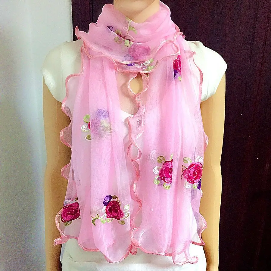 Gegolfde sjaal voor dames Lang borduurwerk Veelzijdige moslimgaassjaal Modieuze danssjaal Trendy