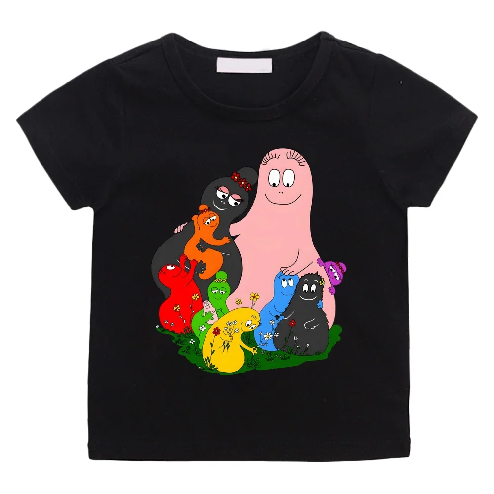 

Детская футболка Kawaii Barbapapa из 100% хлопка Camisetas, повседневная мягкая милая футболка с героями мультфильмов для мальчиков и девочек, мягкая футболка с героями мультфильмов Funko